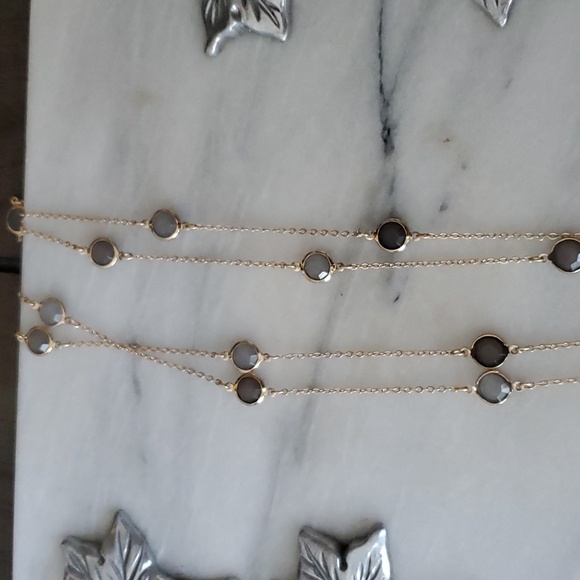 Long Chain Necklace with Stones, Gold - Picture 7 of 7